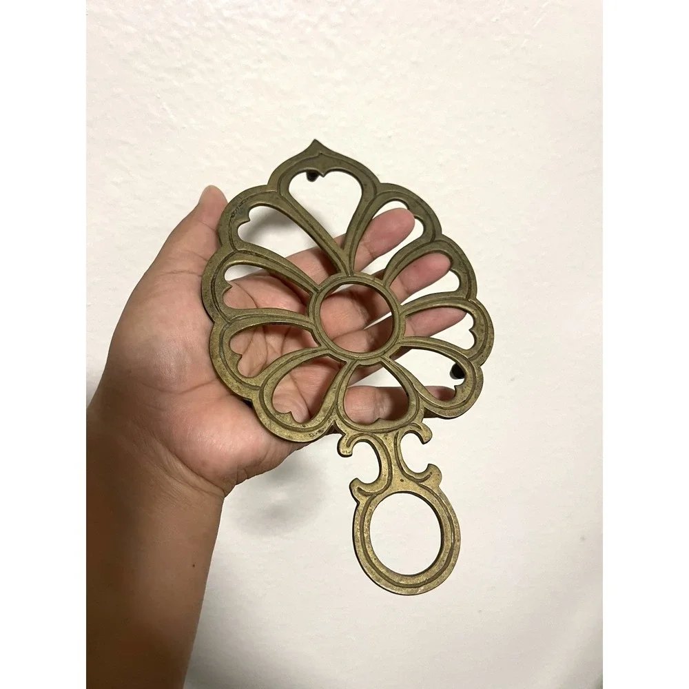 Vintage Brass Leaf Trivet Pot Holder Wall Decor 5X3 See All Pictures